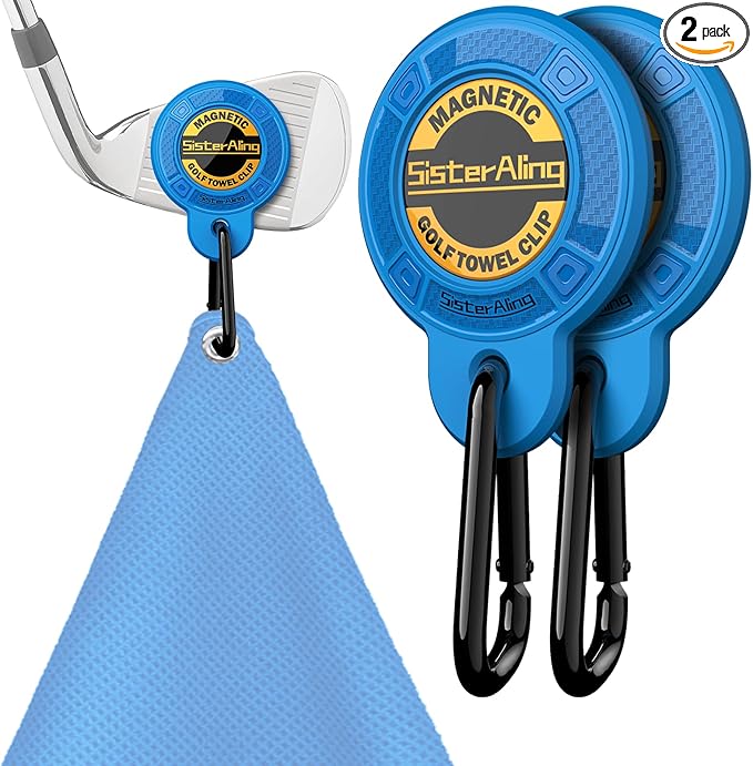 Magnetic Clip for Golf Towel,Removable Industrial Magnetic Accessories Design for Strong Hold to Golf Carts or Clubs (2, Blue)