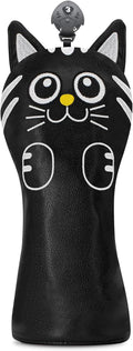 Golf Kitty Head Cover Golf Club White Leather Headcovers 1pc/4pcs Set Fits Driver Fairway Wood Hybrid Utility Putter Iron Wedge Headcover.