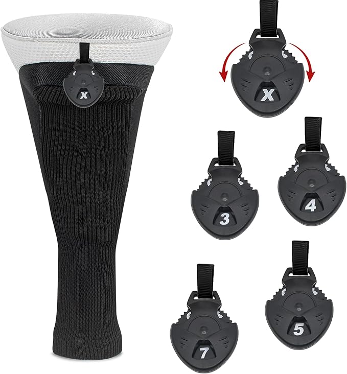 Golf Head Covers for Fairway Woods Driver Hybrids 5 Pieces Nylon Mesh Sports Fan Golf Club Headcovers-Golf Accessories for Men Women.
