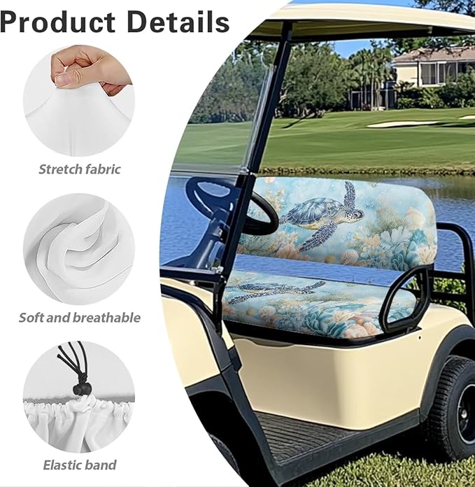 Golf Cart Seat Covers, Universal Fit & Nonskid Bottom Fits for Club Car 2 Person Seats Golf Carts
