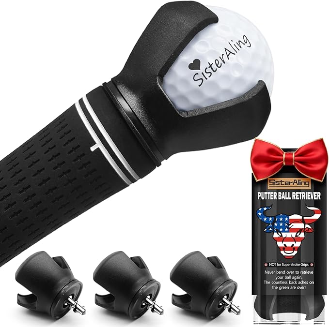 3-Prong Golf Ball Retriever Grabber Pick Up,Back Saver Claw Put On Putter Grip,Suction Cup Ball Grabber,Sucker for Golf Screws Tool