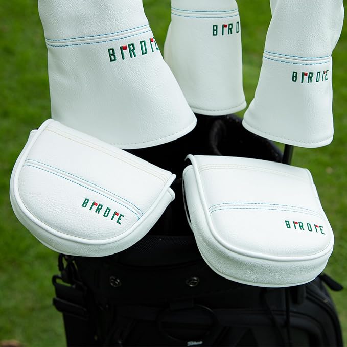 Golf Headcovers Elegant Embroidery Premium Leather Birdie Golf Driver Cover Fairway Hybrid Cover Blade Putter Cover Golf Mallet Putter Cover for OZ1 MEZZ 1 MEZZ1 MAX Putter