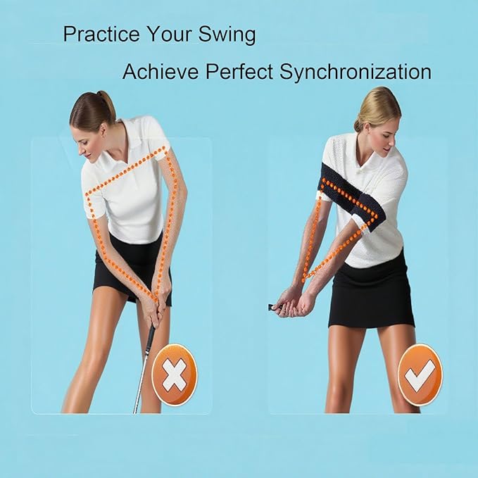 2PCS Golf Swing Trainer Aid - Swing Correction Arm Band for Muscle Memory, Sync Arms & Fix Chicken Wing, Portable Golf Training Aid for Right or Left-Handed Players, All Skill Levels