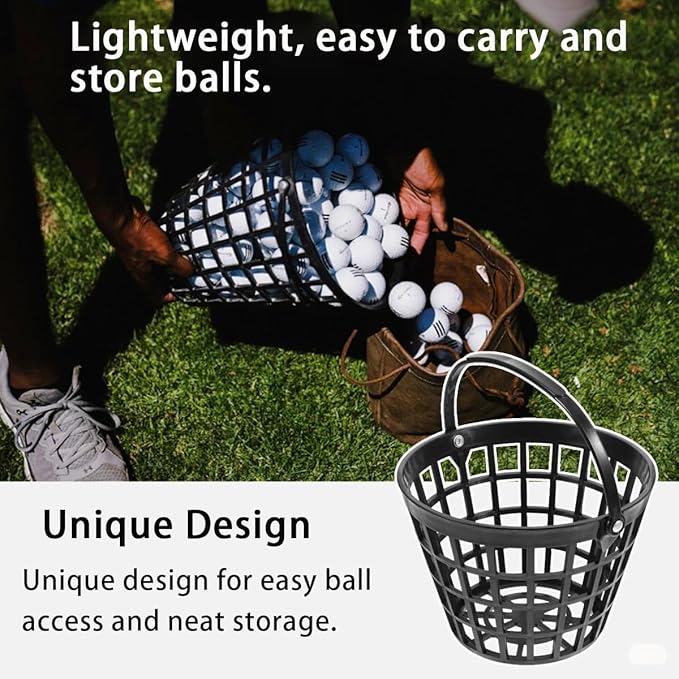 ZLY Golf Ball Basket,Golf Ball Container Ball Bucket with Handle,Holds 25 Balls,Plastic Balls Holder,Black (Holds 25 Balls)