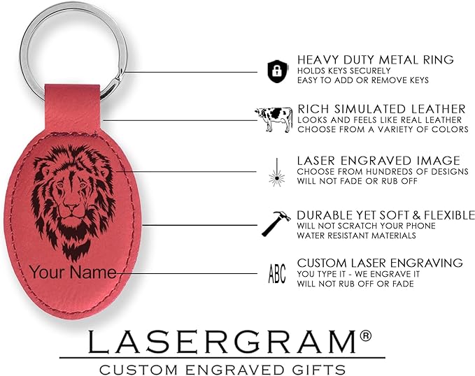 LaserGram Oval Keychain, Golfer Golfing, Personalized Engraving Included (Red)