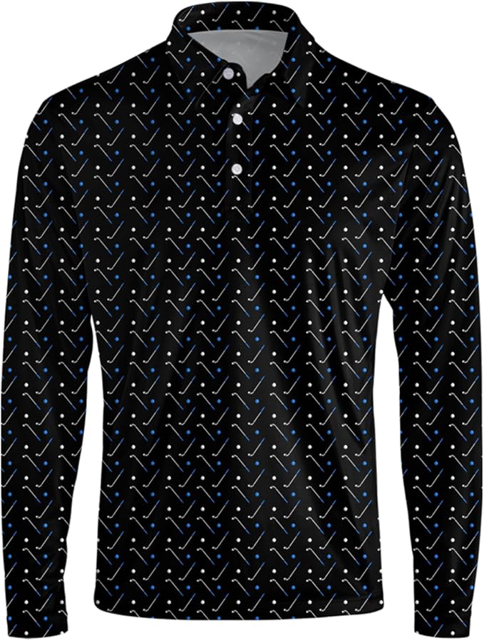 Men's Long Sleeve Golf Shirt Quick Dry 3 Button Work Fishing Outdoor Casual Collar Shirt