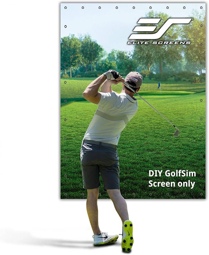 Elite Screens GolfSim DIY 10'x8' Golf Simulator Impact Screen – Indoor Golf Hitting Screen with Grommets, Multi-Sport Ready, Folded Packing for Home Training (DIY10X8-IPW1145-F)