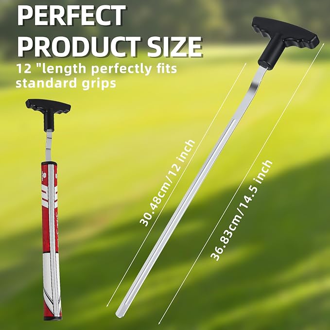 Golf Grip Removal Tool, 12" V-Groove Grip Remover Saver for Standard Length Swinging Grips, High-Carbon Steel Golf Club Regripping Kit, Golf Supplies, Golf Grip Kit, Grip Repair Tool