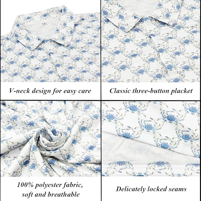 Men's Long Sleeve Golf Shirt Quick Dry 3 Button Work Fishing Outdoor Casual Collar Shirt