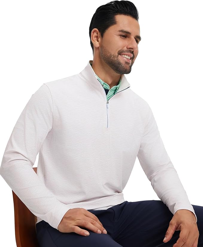 M MAELREG Quarter Zip Golf Pullover Men Dry Fit Long Sleeve Performance Wicking 1/4 Zip Full Print Pullover Mens Sweatshirt