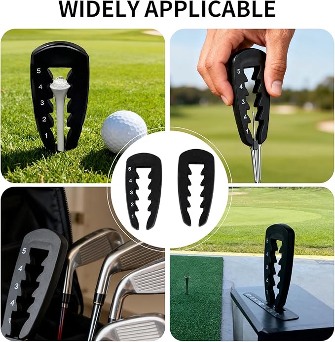 2 Pcs Adjustable Golf Tee Height Setter Tool with 5 Level Indicator, Precision Training Aid for Consistent and Shots, Golf Practice Accessories for Driving Range & Outdoor Use