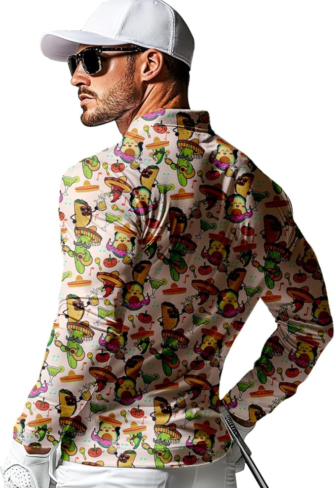 Men's Long Sleeve Golf Shirt Quick Dry 3 Button Work Fishing Outdoor Casual Collar Shirt