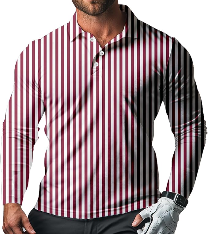 Men's Long Sleeve Golf Shirt Quick Dry 3 Button Work Fishing Outdoor Casual Collar Shirt
