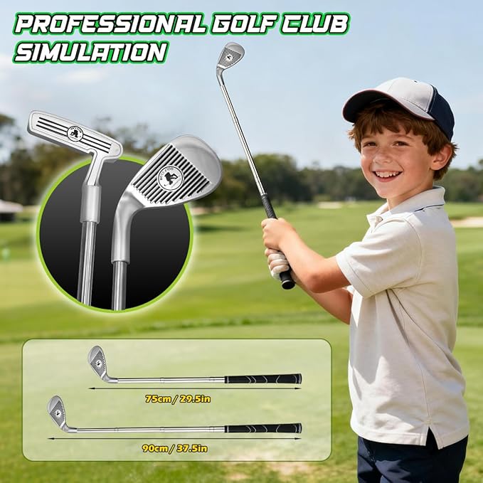 Upgraded Golf Putting Mat for Kids, Putting Green with LED Light up Holes, Glowing Balls, 2 Clubs, Toy Golf Set, Golfing Mats Indoor Outdoor, Sport Game Golf Gift for for Kids Teens Family