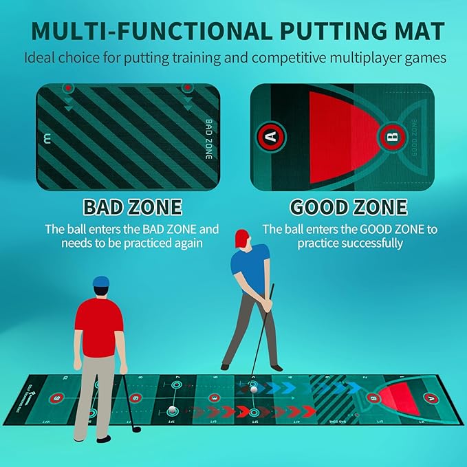 Golf Putting Mat Putting Green Indoor Outdoor Training Aid with Putting Cup Putting Mirror Practice Putting Matt for Backyard Home Office