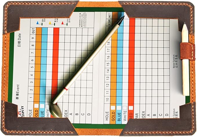 Leather Golf Scorecard Holder, Handstitched, Golf Gifts, Yardage Book Holder, Leather Gifts, Gifts For Dad, Gifts For Golfers, Personalized Customized Gifts