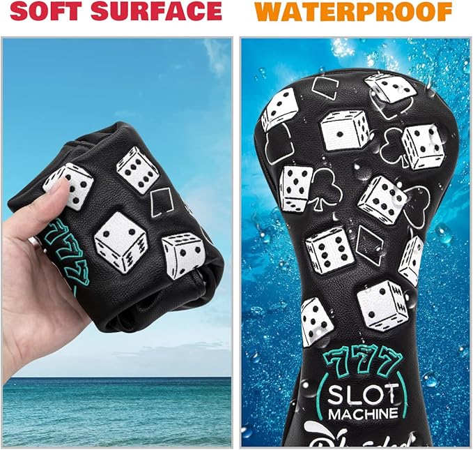Golf Club Covers Lucky 777 Blade Putter Headcover Golf Driver Covers Fairway Wood Headcover Hybrid Head Cover Blade Putter Cover Leather 3 Wood Headcovers Golf Headcovers for All Brand