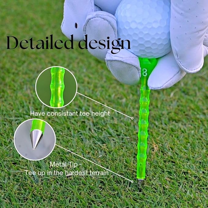 AIRGLO Forever Tee Premium Metal Unbreakable Golf Tees (2 Pack), Extended Metal Tip, Golf Club Groove Cleaner, Golf Divot Tool, Durable Transparent Plastic Golf Tees