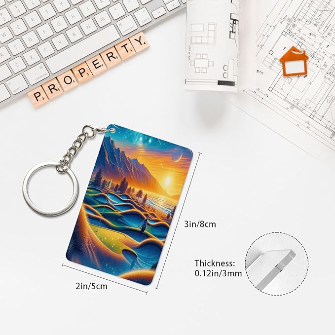 Keychain - Rectangular Acrylic Keychain Daily Key Ring Car Key Fob Holder 2X3 Inch