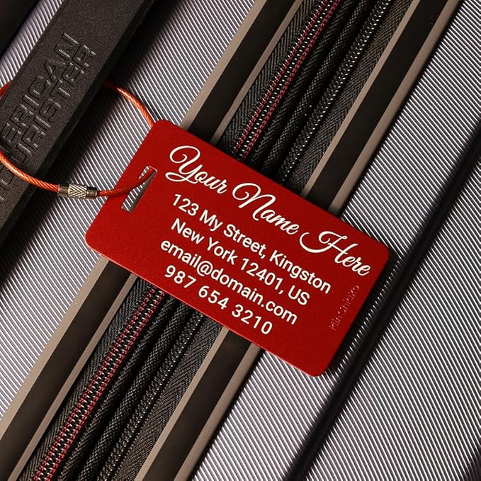 Custom Metal Luggage Tags for Suitcases - Personalized Luggage Tags Pack of 2 (Gold, 2x3.5)