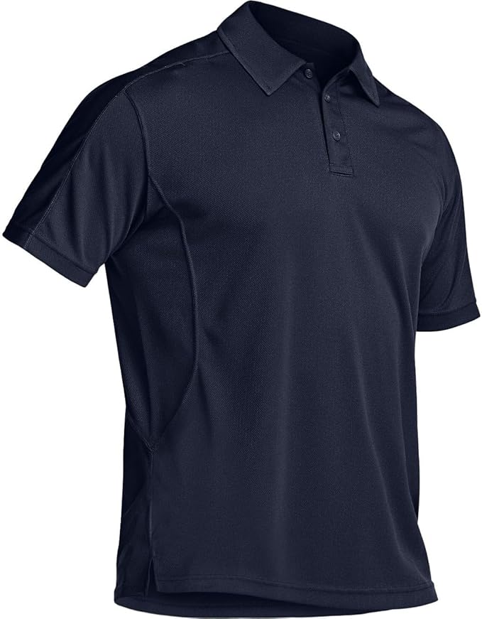 CQR Men's Polo Shirts, Tactical Short Sleeve Golf Performance Shirts, Lightweight Dry Fit UPF 50+ Pique