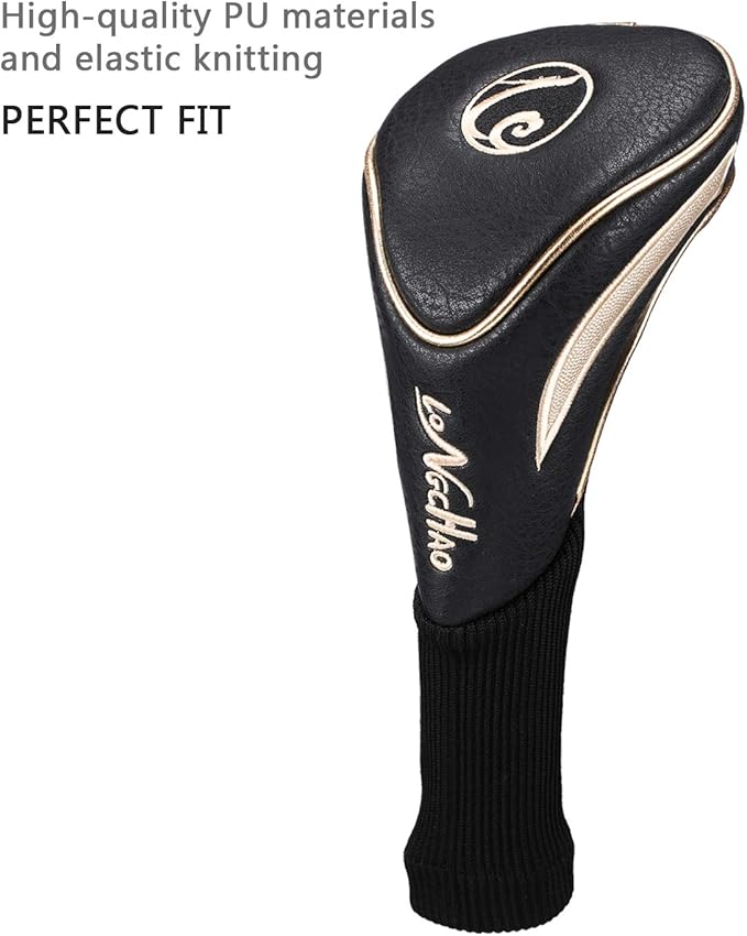 Golf Head Covers 3pcs Set, Driver Fairway Wood Headcovers, Vintage PU Headcovers for Golf Club