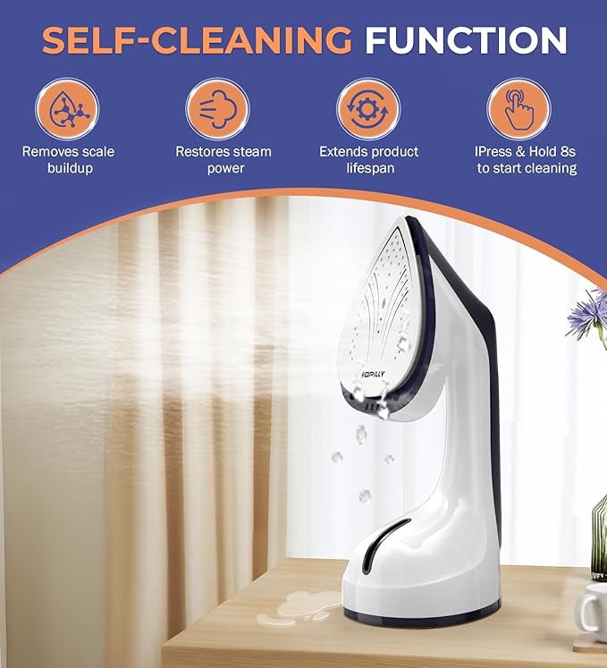 Steamer for Clothes, 1600W 2-in-1 Steamer & Iron with Large Ceramic Plate, Powerful Turbo Steam, Smart Temperature Control, Auto-Off, Wrinkle Remover for All Fabrics