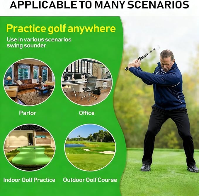 Retractable Golf Swing Training Aid，Suitable for Indoor and Outdoor Practice, with Click Feedback, Suitable for Right Hand, Very Suitable for Beginners to Learn and Train
