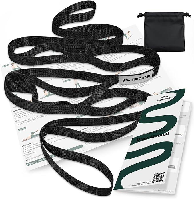 Trideer Stretching Strap Yoga Strap for Physical Therapy, 10 Loops Yoga Straps for Stretching, Non-Elastic Stretch Strap for Pilates, Exercise, Stretch Band for Women & Men