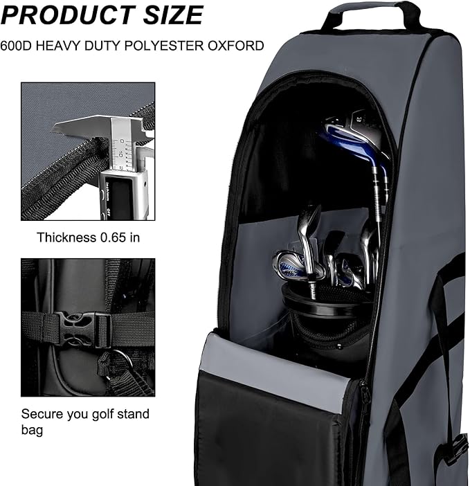 Goloni Golf Travel Bag with Wheels, Golf Travel Case for Airlines, 900D Heavy Duty Oxford Wear-Resistant Soft-Sided