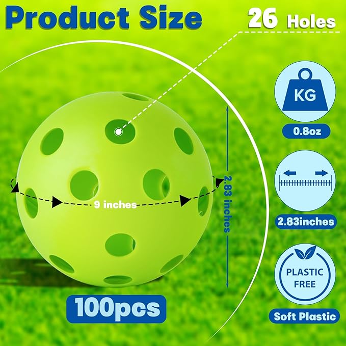 Coopay 12/50/100 Pack Baseball Practice Balls Plastic Training Balls Lightweight Hollow Softballs with a Drawstring Bag for Hitting, Baseball Training Indoor Outdoor Use