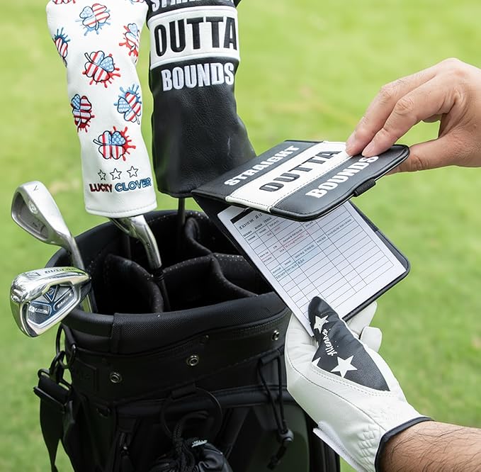 Leather Golf Scorecard Holder - Golf Scorecard & Yardage Book Holder Cover Universal Fit for Scorecard, Golf Accessories Fit for Most Back Pocket Golf Gifts
