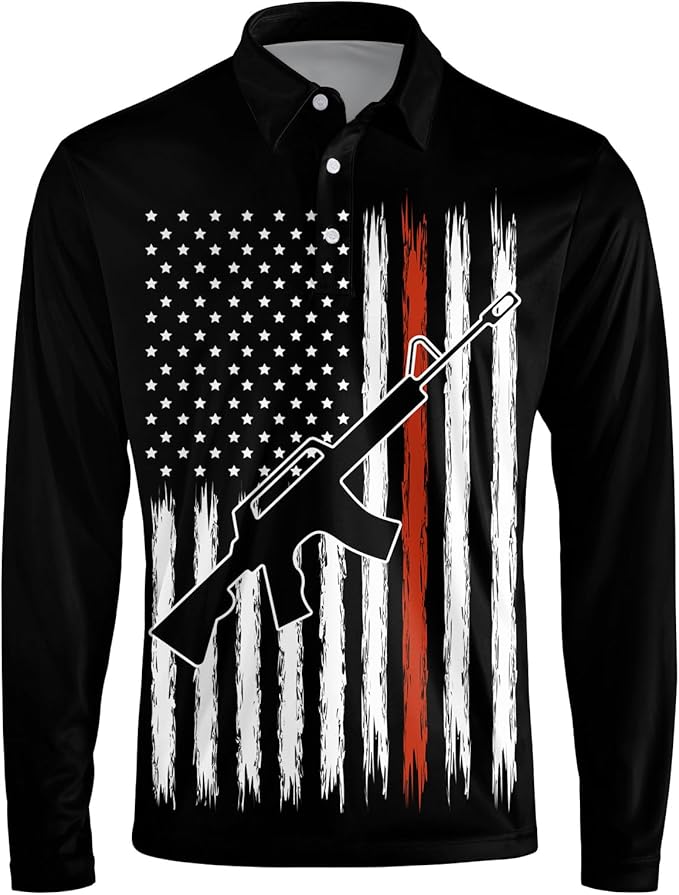 Men's Long Sleeve Golf Shirt Quick Dry 3 Button Work Fishing Outdoor Casual Collar Shirt
