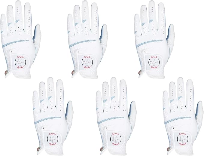 Women's Golf Glove Microfiber with Colorful Cabretta Leather Six Pack(Left is Wear On Left Hands,Right is Wear On Right Hands) Four Colors White/Sky/Orange/Red