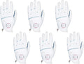 Women's Golf Glove Microfiber with Colorful Cabretta Leather Six Pack(Left is Wear On Left Hands,Right is Wear On Right Hands) Four Colors White/Sky/Orange/Red