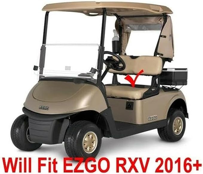 Huskey 4PCS Golf Cart Front/Rear Seat Covers for EZGO RXV 2008-UP G&E Models Custom Two-Tone Black/Red Diamond Stitching with Red Piping, Marine Grade Vinyl Material, Staple on Design