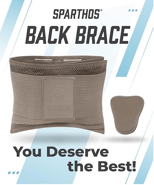 Sparthos Back Support Belt - Immediate Relief from Back Pain, Sciatica, Herniated Disc - Breathable Brace With Lumbar Pad - Lower Backbrace For Home & Lifting At Work - For Men & Women - (Beige-XS)