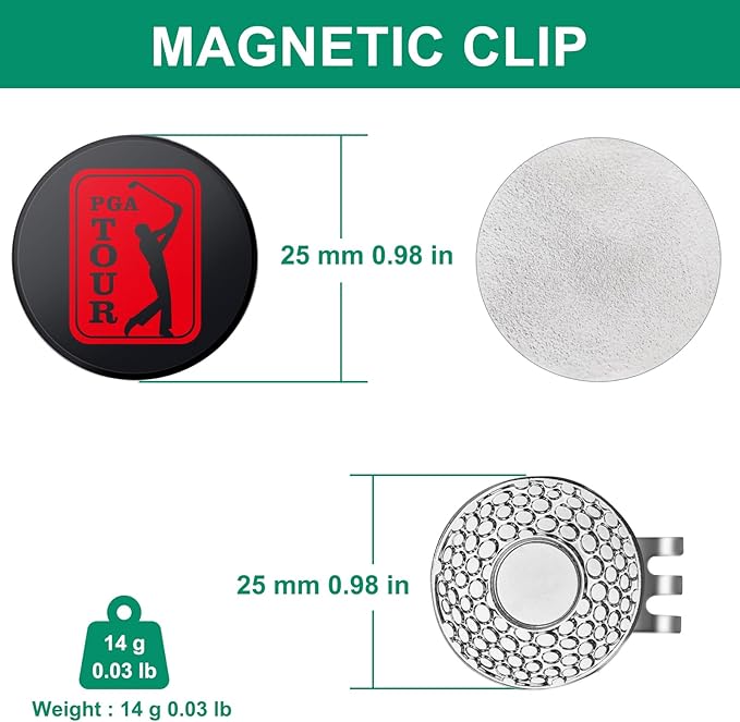 Golf Ball Marker Hat Clip, Funny Golf Accessories, Golf Gifts for Men 25 MM