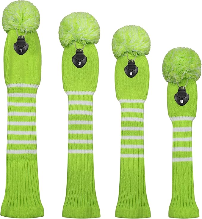 Scott Edward 1/3/4PCS Multi-Style Optional Individualized Knit Golf Club Head Covers, Driver Wood(460cc) Fairway Wood and Hybrid(UT)，for Male/Female Golfers,Custom