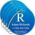 Stainless Luggage Tags for Suitcases 4 Pack: Metal Personalized Luggage Tags for Backpacks & Bags with Customizable Texts (Blue)
