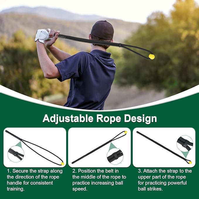 Golf Rope Swing Trainer & Aid – Elevate Speed Tempo Flexibility | All-Level Warm-Up for Stronger Swings