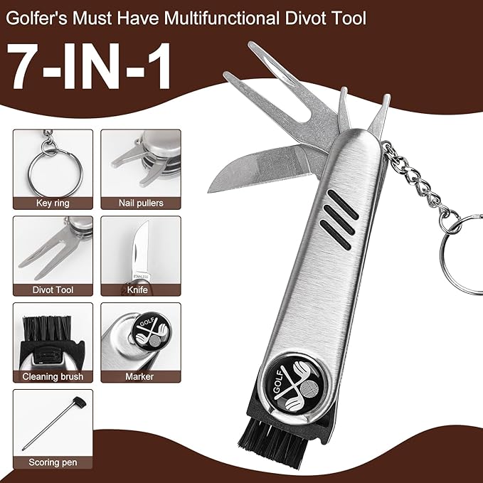 Golf Gifts for Men Women Golfer, Golf Gift Set Accessories Kit with Premium Leather Case Bag Ball Tee Accessory Set Golfing Suitable for Beginner or Pros