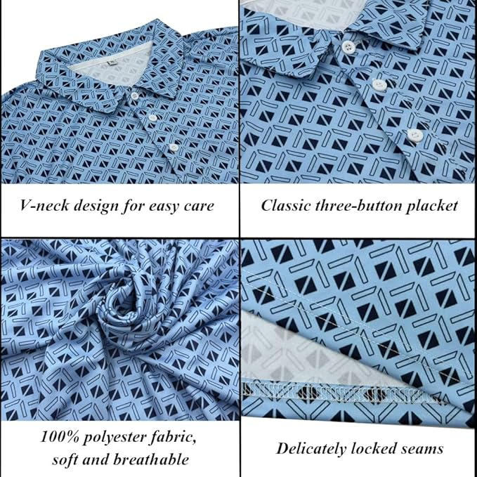 Men's Long Sleeve Golf Shirt Quick Dry 3 Button Work Fishing Outdoor Casual Collar Shirt