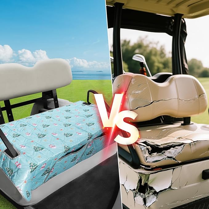Golf Cart Seat Covers,Nonskid Bottom Golf Cart Seat Towel Blanket with 2 Front Pockets,Short Plush Surface, Soft and Comfortable,Fits for EZGO, Yamaha, Club Car and More 2 Person Seats Golf Carts