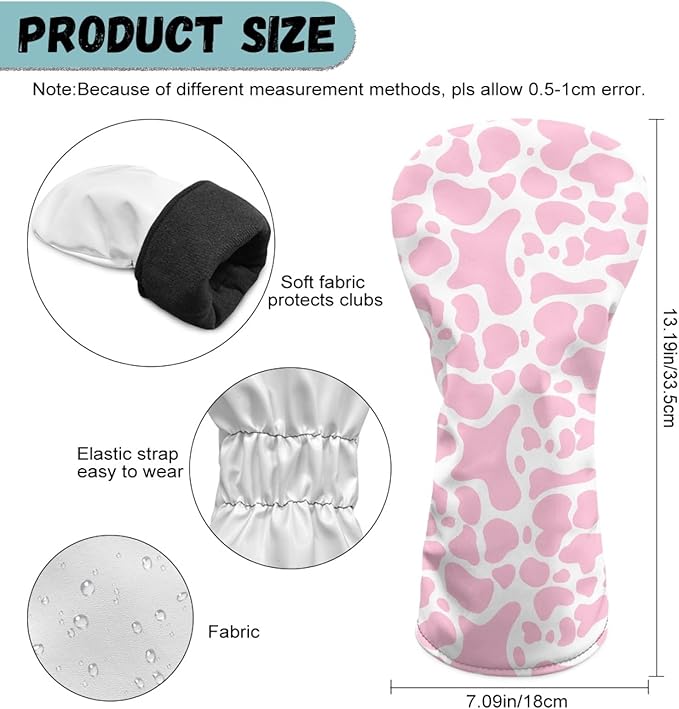 Golf Club Head Covers for Club Protective, Waterproof PU Leather Driver Fairway Wood Hybrid Head Cover