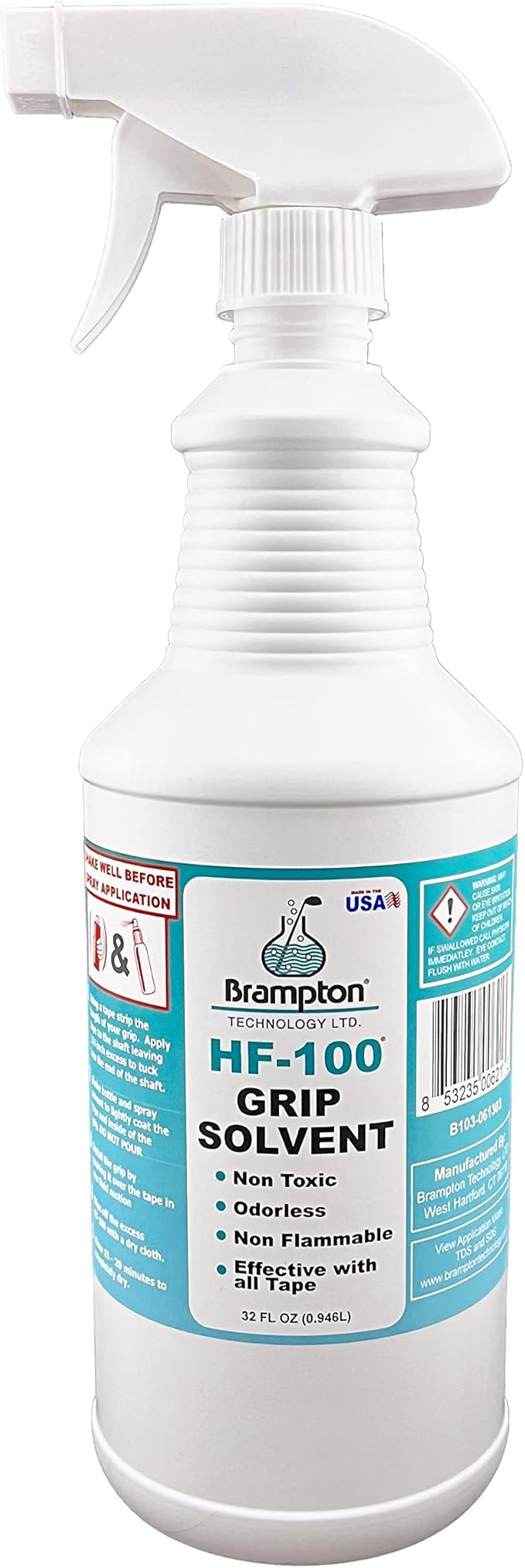 Brampton HF-100 Premium Golf Grip Solvent for Regripping Golf Clubs and Golf Grip Repair - Shake and Spray Golf Grip Solution - Non-Toxic, Non-Flammable, and Odorless Golf Grip Solvent
