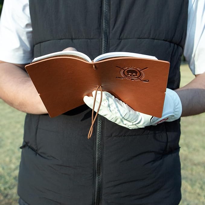 Golf Scorecard Book Leather Golf Journal Notebook with Golf Pencil Golf Yardage Book Golf Log Book Pocket Golf Score Book Golf Gift for Men&Women Sports and Outdoor Golf Club Accessories