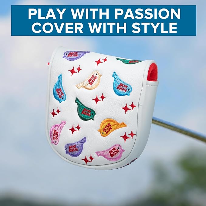 Golf Putter Covers Mallet Putter Headcover for Golf DF3 Putter, Colorful Birdie Magnetic Closure Premium Leather Mallet Putter Covers for 2 Ball Putter