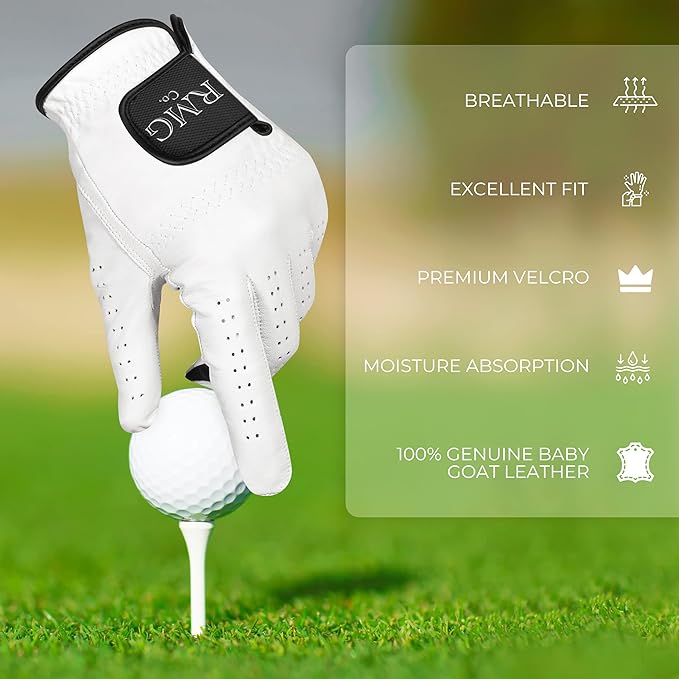 Premium Leather Classic White Golf Glove for Men Available in Left and Right Hand