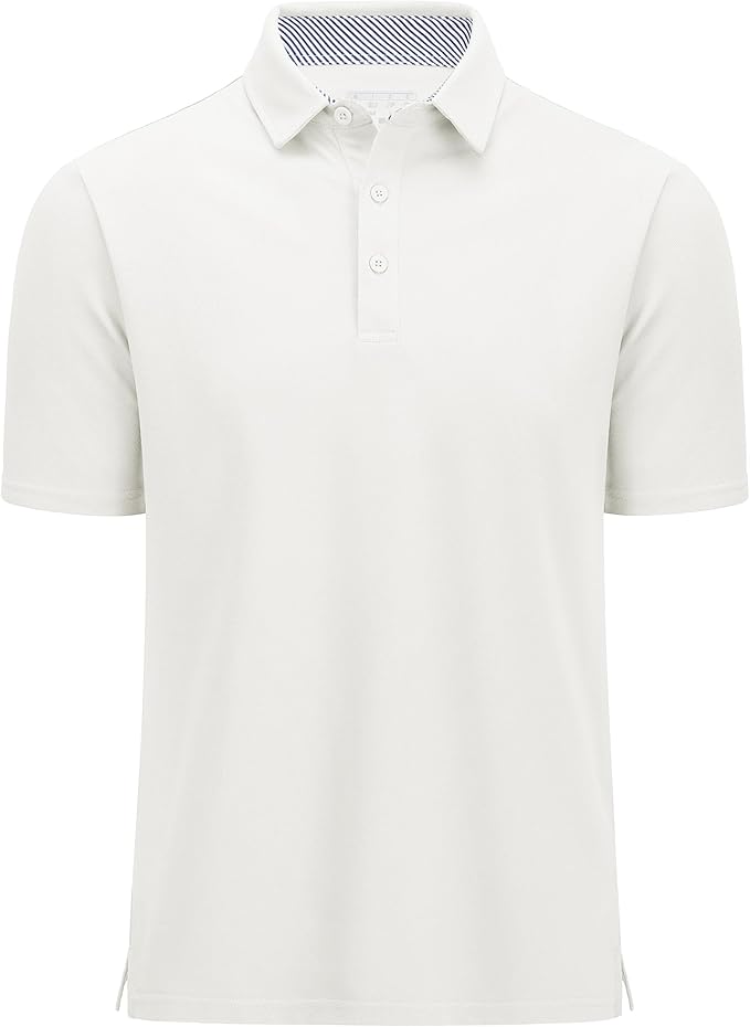 MAGCOMSEN Men's Polo Shirts Short Sleeve Cotton Pique 3 Button Classic Fit Casual T-Shirt Performance Golf Shirts